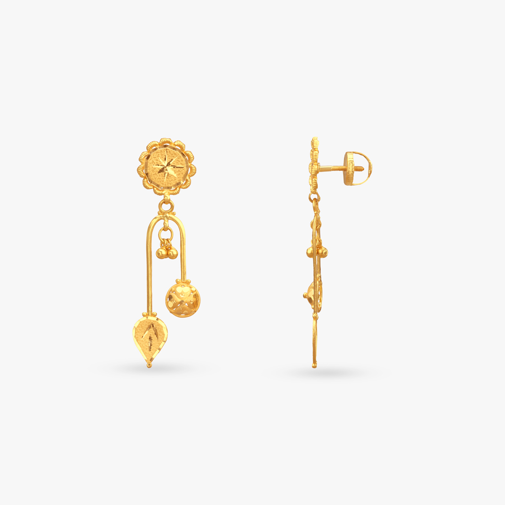 Swing Orbit Gold Drop Earrings,,hi-res image number null