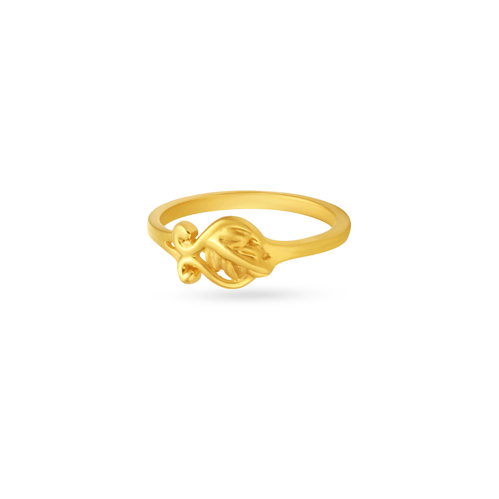 Carved Leaf Gold Finger Ring For Kids,,hi-res image number null