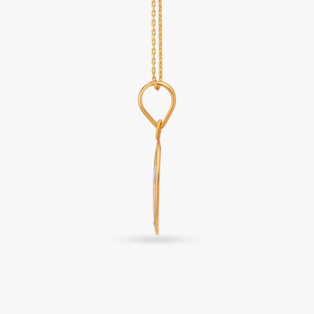 Floral Enamel Gold Pendant,,hi-res image number null