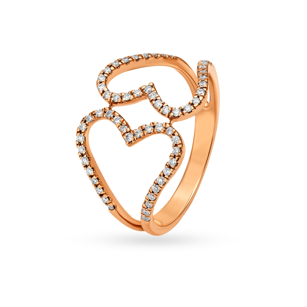 Romantic 18 Karat Rose Gold And Diamond Heart Ring