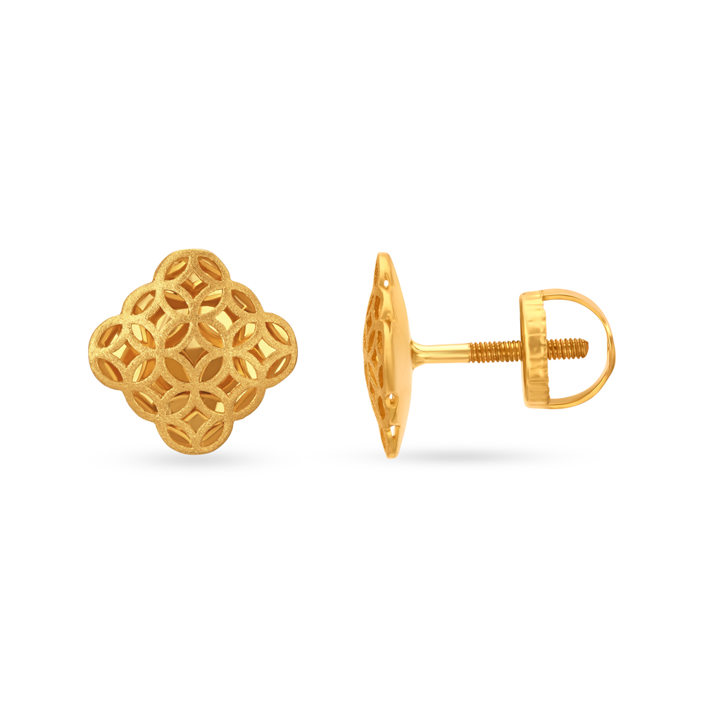 Enchanting Gold Stud Earrings,,hi-res image number null