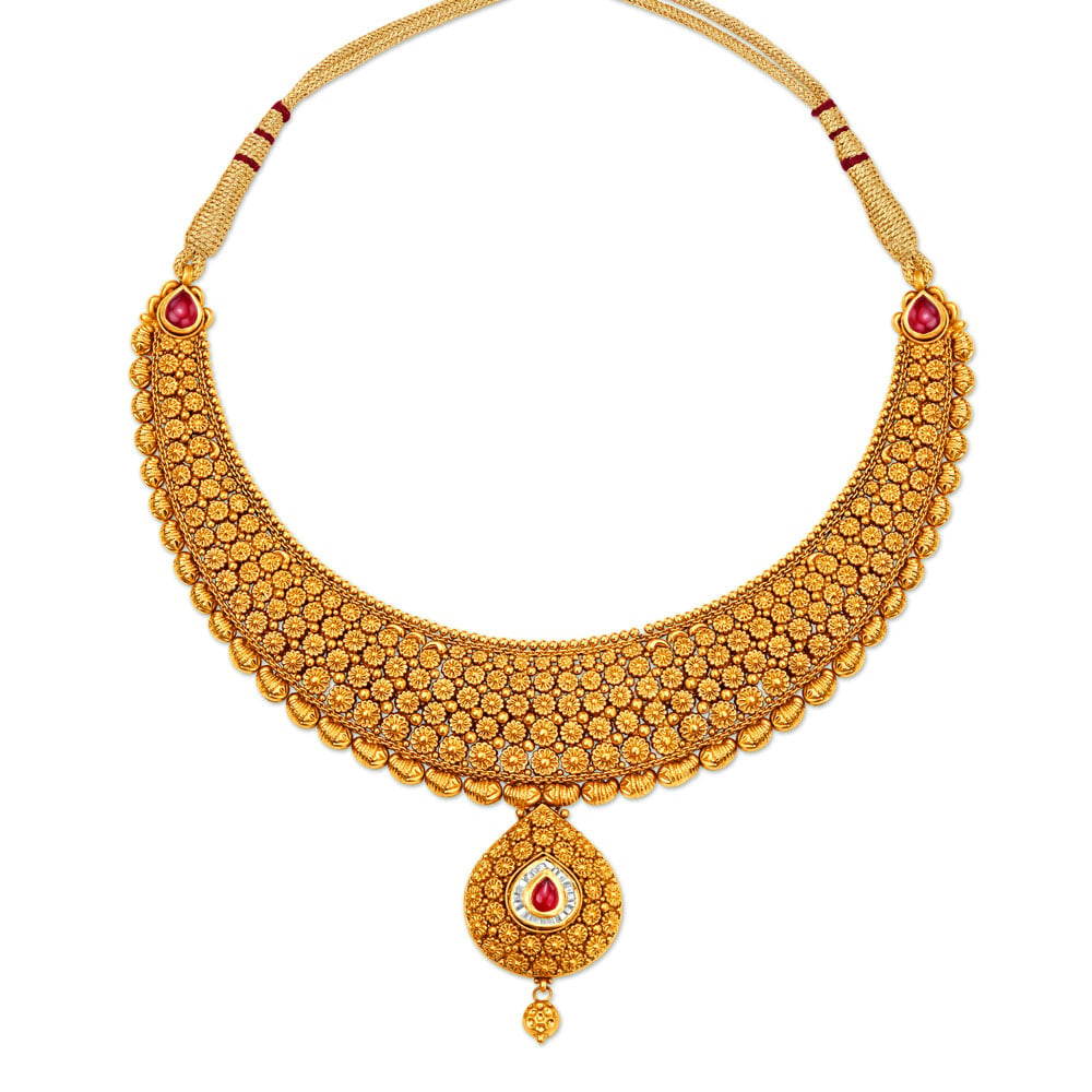 Shimmering Gold Teardrop Necklace Set,,hi-res image number null