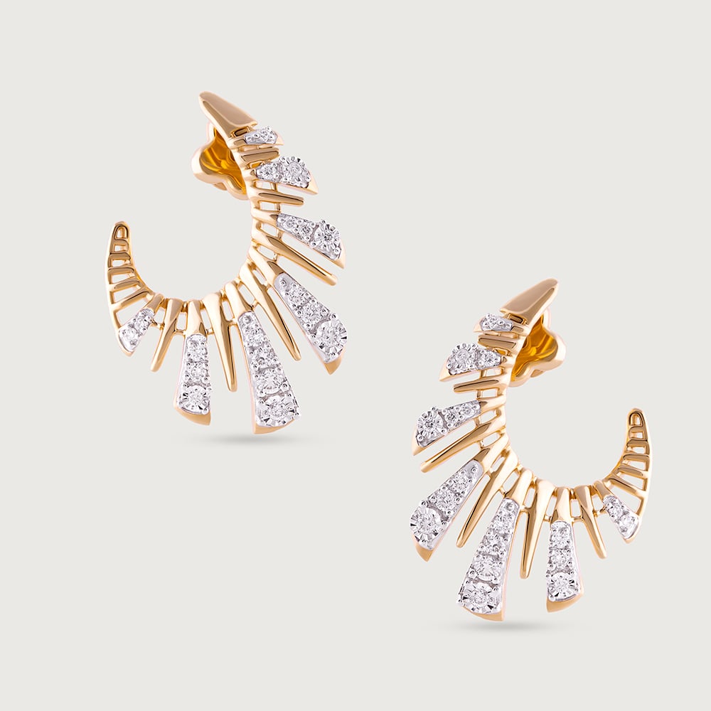 Laser Glam Gold & Diamond Stud Earrings,,hi-res image number null