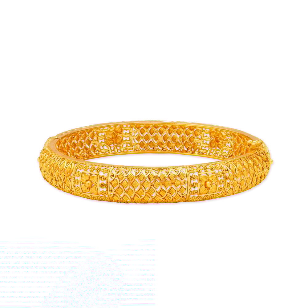 Otherworldly 22 Karat Yellow Gold Scaled Bangle,,hi-res image number null