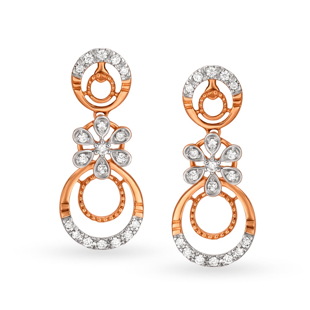 Sparkly Floral Rose Gold and Diamond Necklace Set,,hi-res image number null