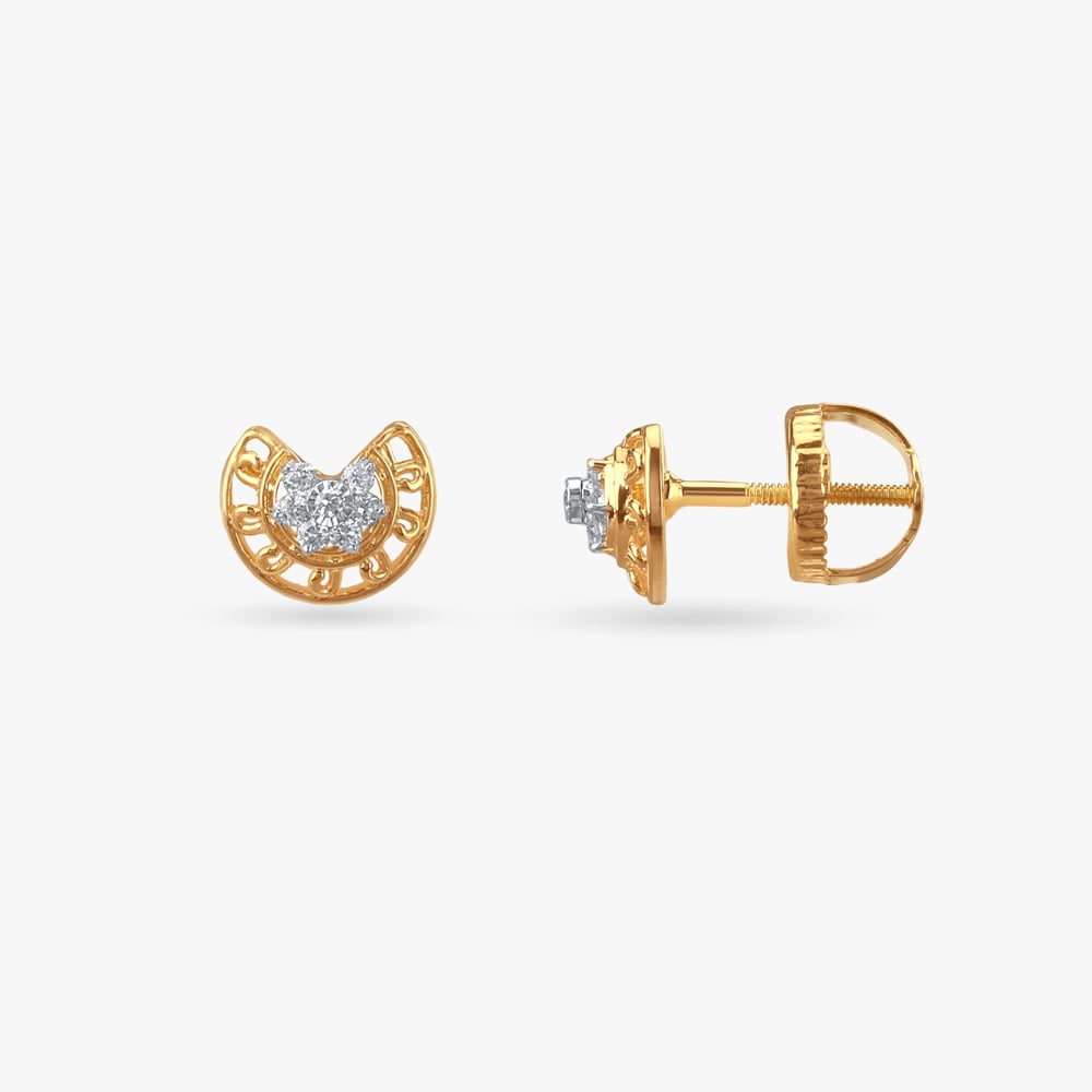 Celestial Curve Diamond Stud Earrings,,hi-res image number null