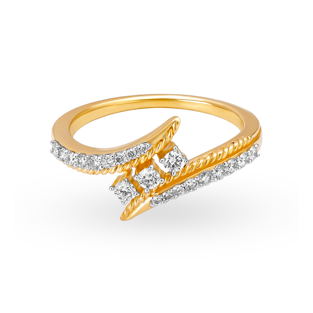 Delicate 18 Karat Gold And Diamond Finger Ring,,hi-res image number null
