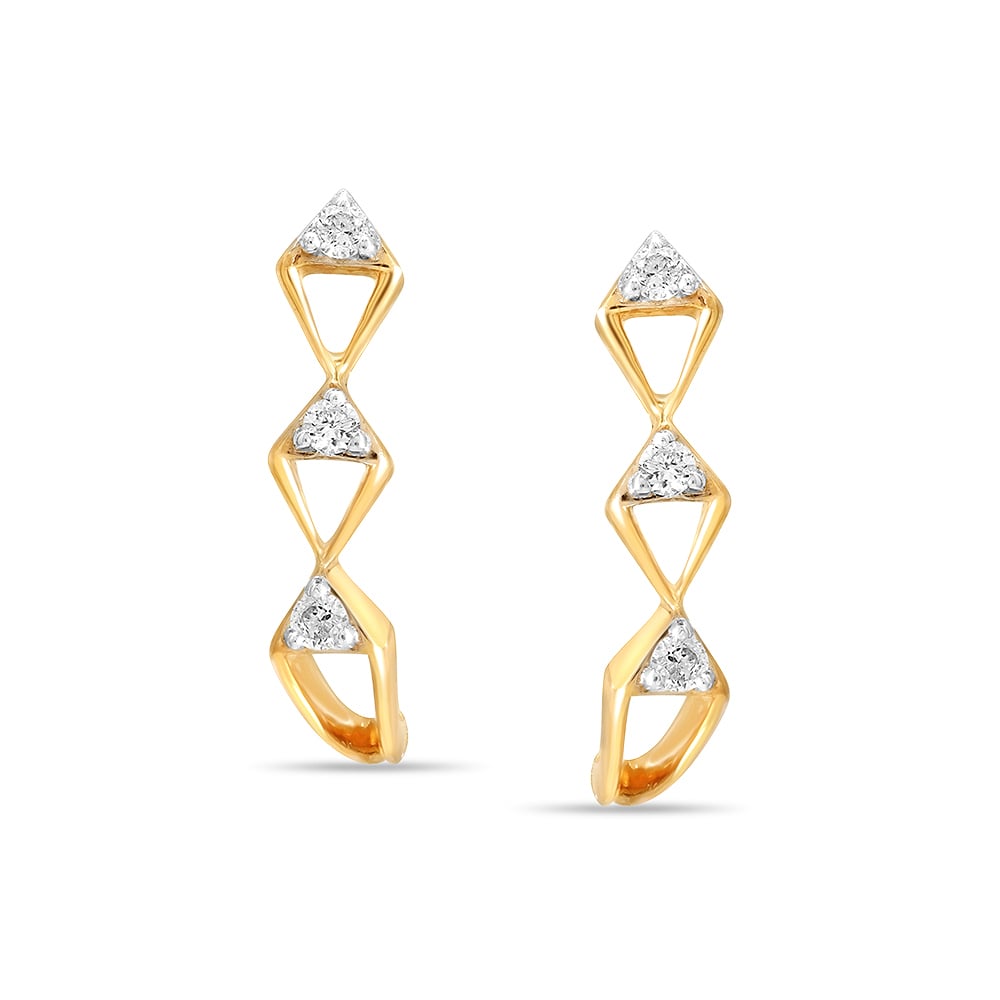 14KT Yellow Gold Endless Horizon Diamond Stud Earrings,,hi-res image number null