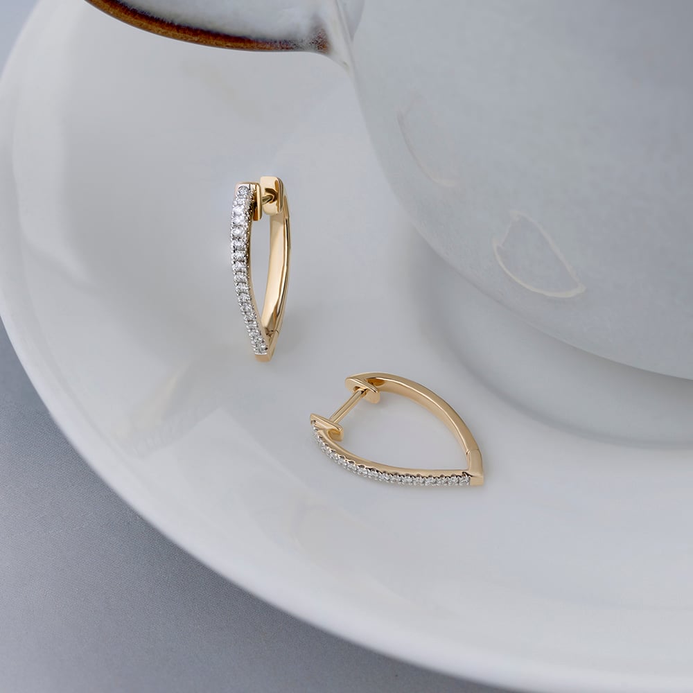 Edgy Luxe Gold & Diamond Hoop Earrings,,hi-res image number null