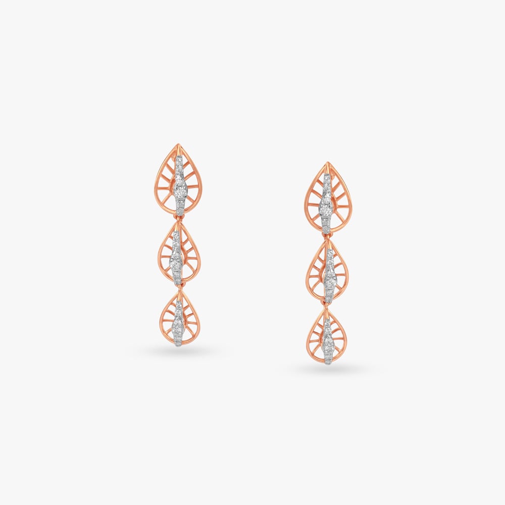 Cascading Leaf Diamond Drop Earrings,,hi-res image number null