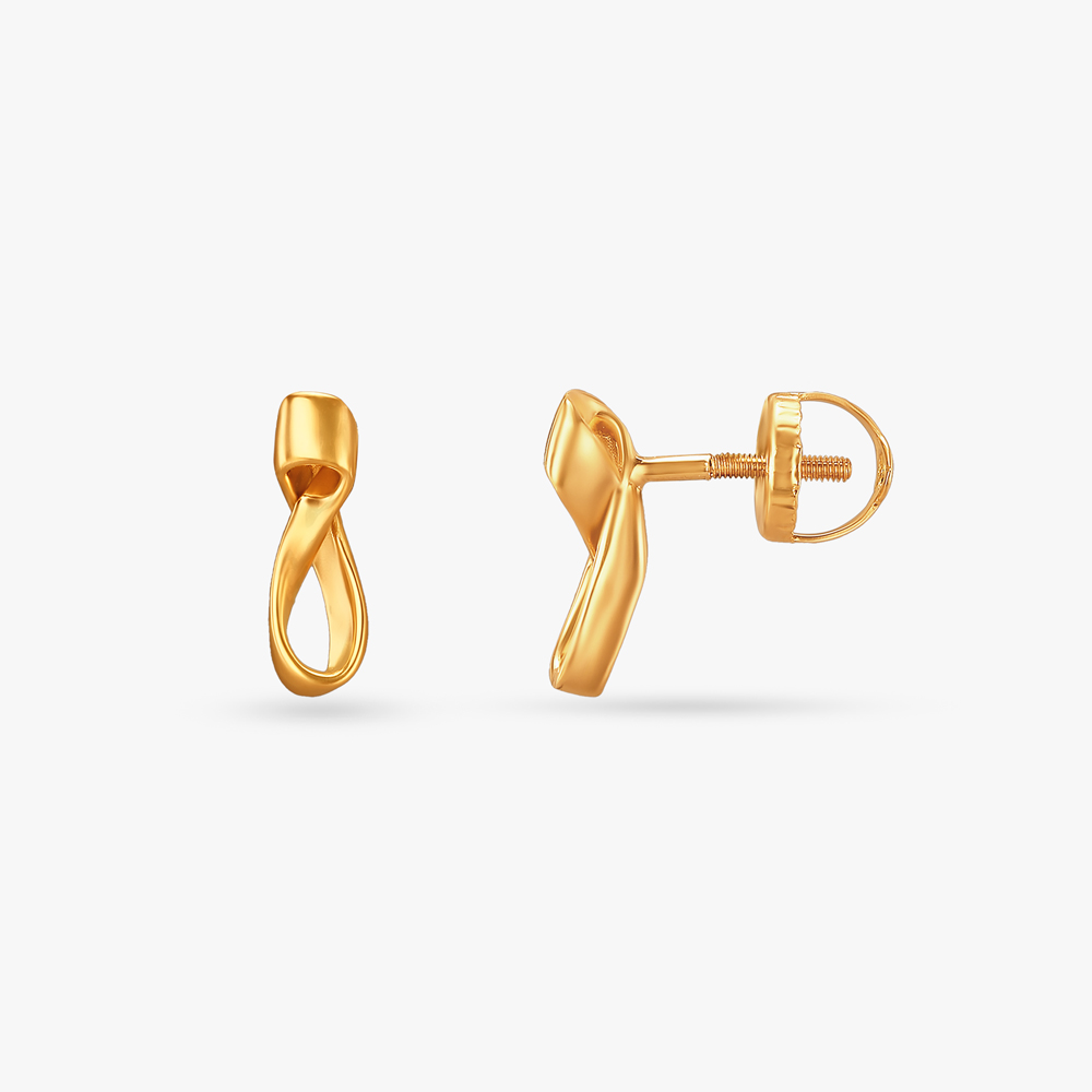 Sculpted Twist Gold Stud Earrings,,hi-res image number null
