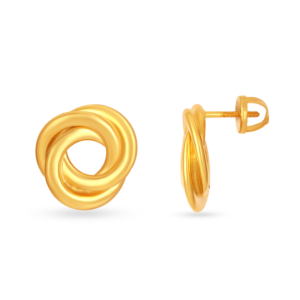 22KT Yellow Gold Circular Stud Earrings,,hi-res image number null