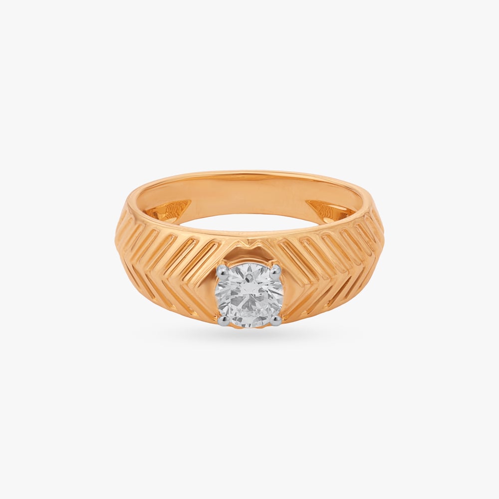 Sculpted Sparkle Solitaire Ring For Men,,hi-res image number null