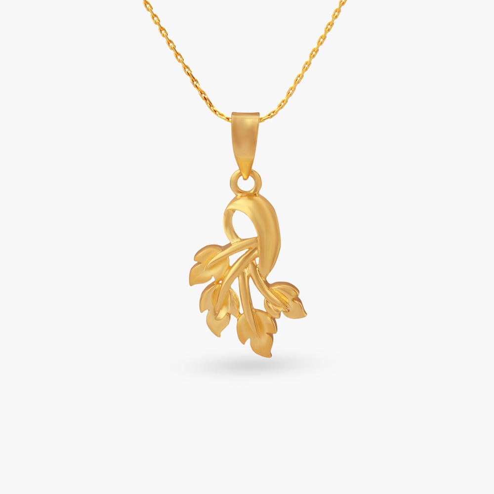 

Graceful Leaf Gold Pendant