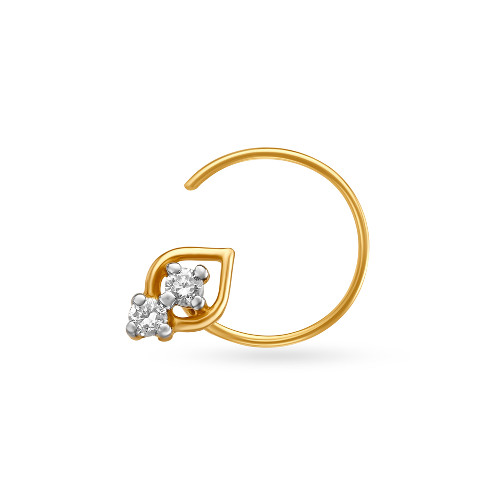 Dainty Two Stone Diamond Nose Pin