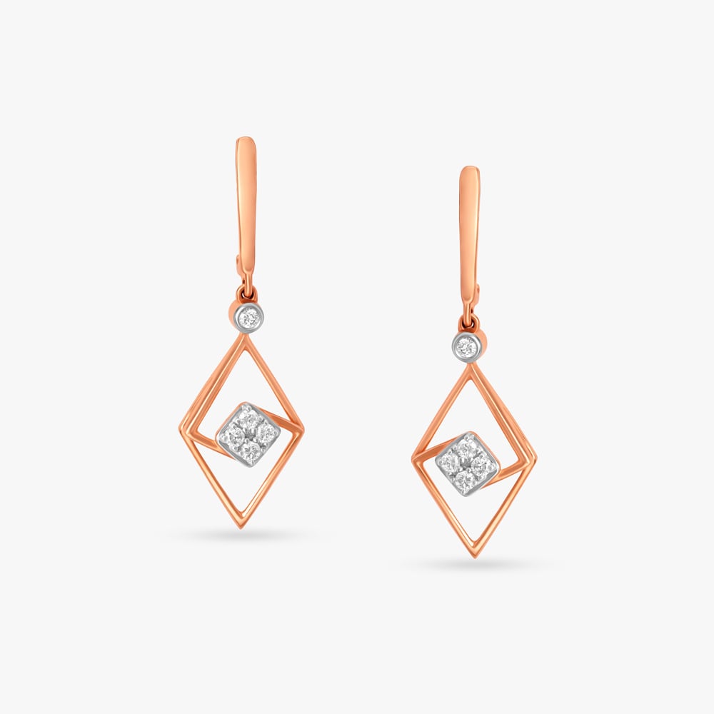 Clean Geometry Diamond Drop Earrings,,hi-res image number null