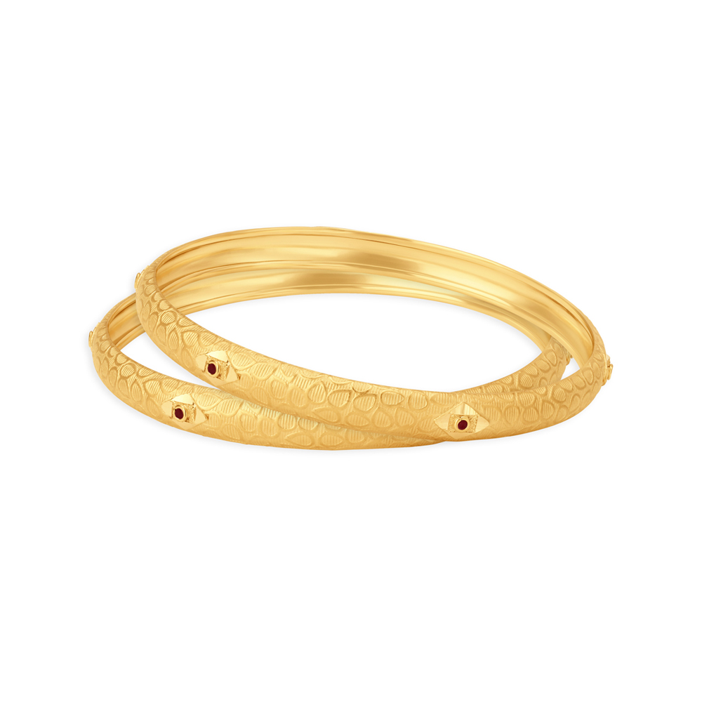 Minimalistic Gold Bangle with Leaf Carvings,,hi-res image number null