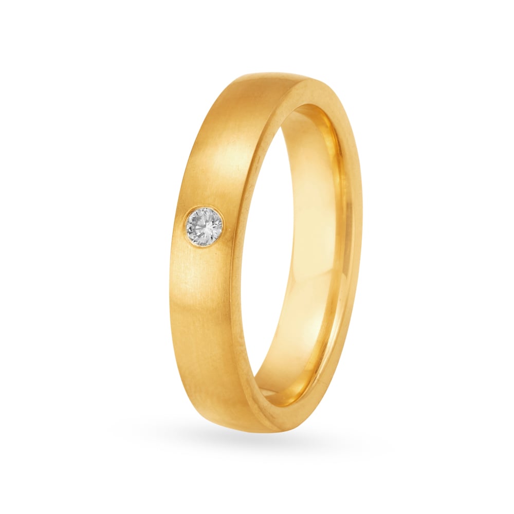 Minimalistic 18 Karat Yellow Gold And Diamond Finger Ring,,hi-res image number null