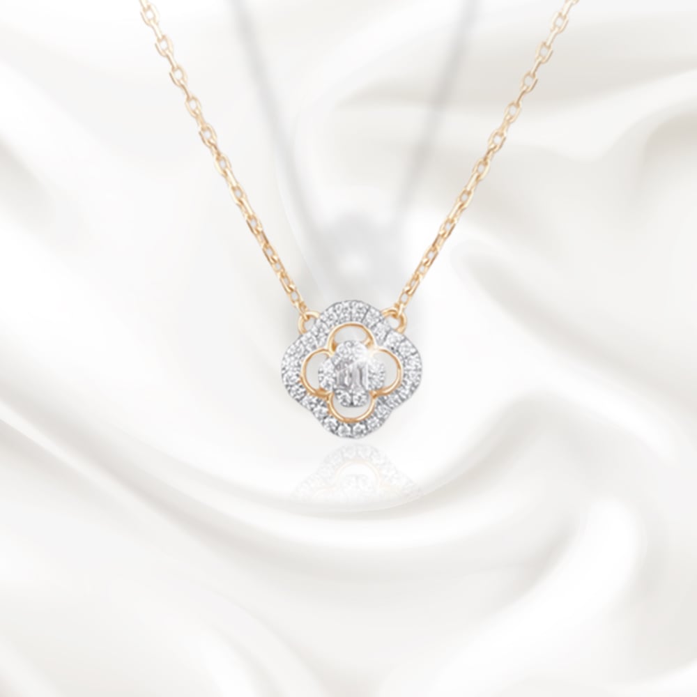 Floral Glint Diamond Pendant with Chain,,hi-res image number null
