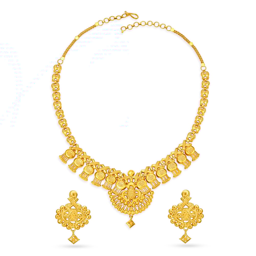 

Decorative Heart Motif Gold Necklace Set