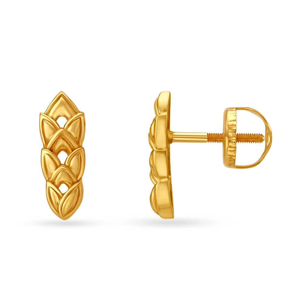 Triple Link Gold Stud Earrings,,hi-res image number null