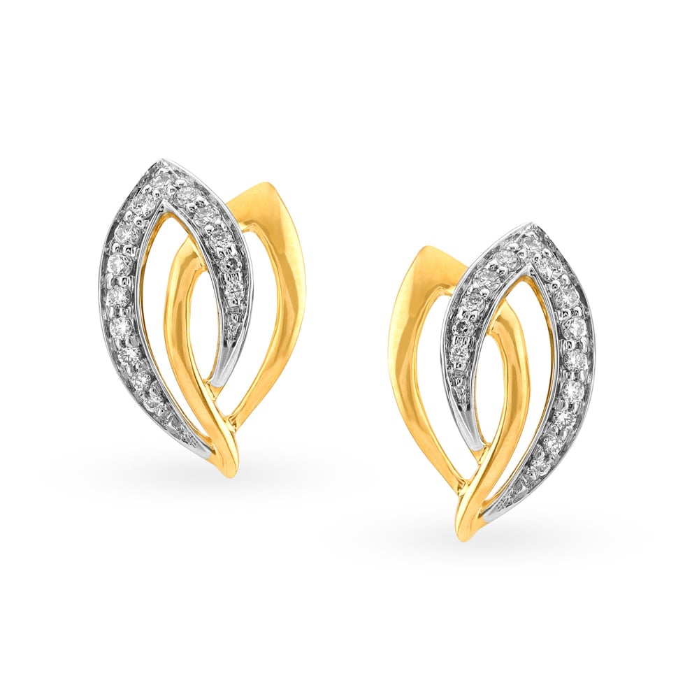 Dew Leaf Diamond Stud Earrings,,hi-res image number null