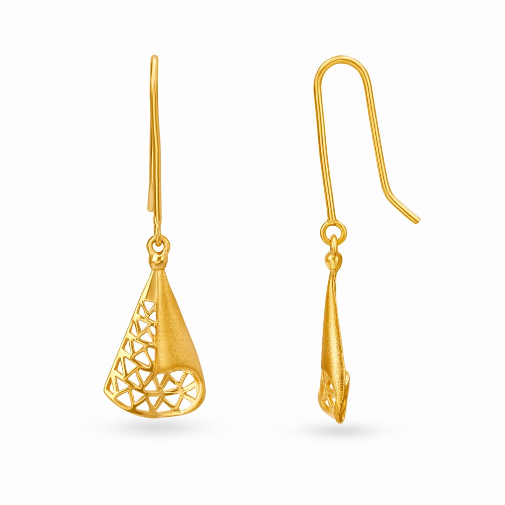 Urbane Yellow Gold Triangular Pendant and Earrings Set,,hi-res image number null