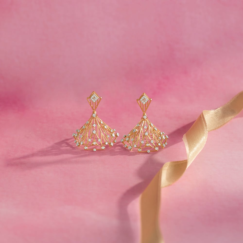 Lippan Radiance Gold & Diamond Jhumka,,hi-res image number null