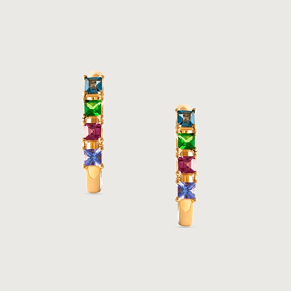 Colourful Charm Garnet & Gold Hoop Earrings,,hi-res image number null