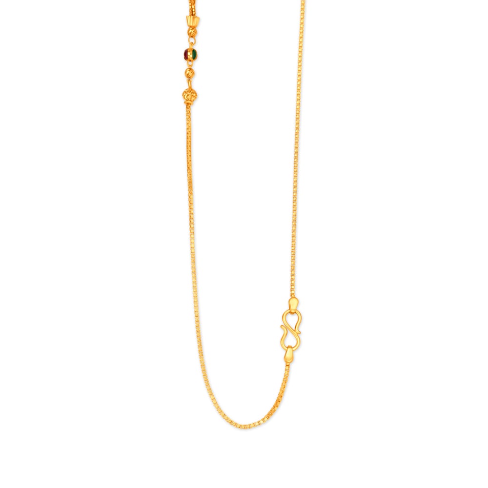 Stylish Two Row Bead Gold Chain,,hi-res image number null