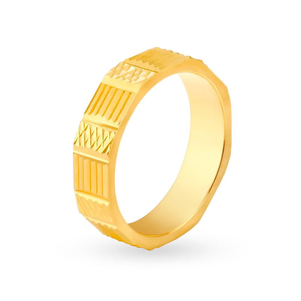 Ridged Gold Finger Ring for Men,,hi-res image number null