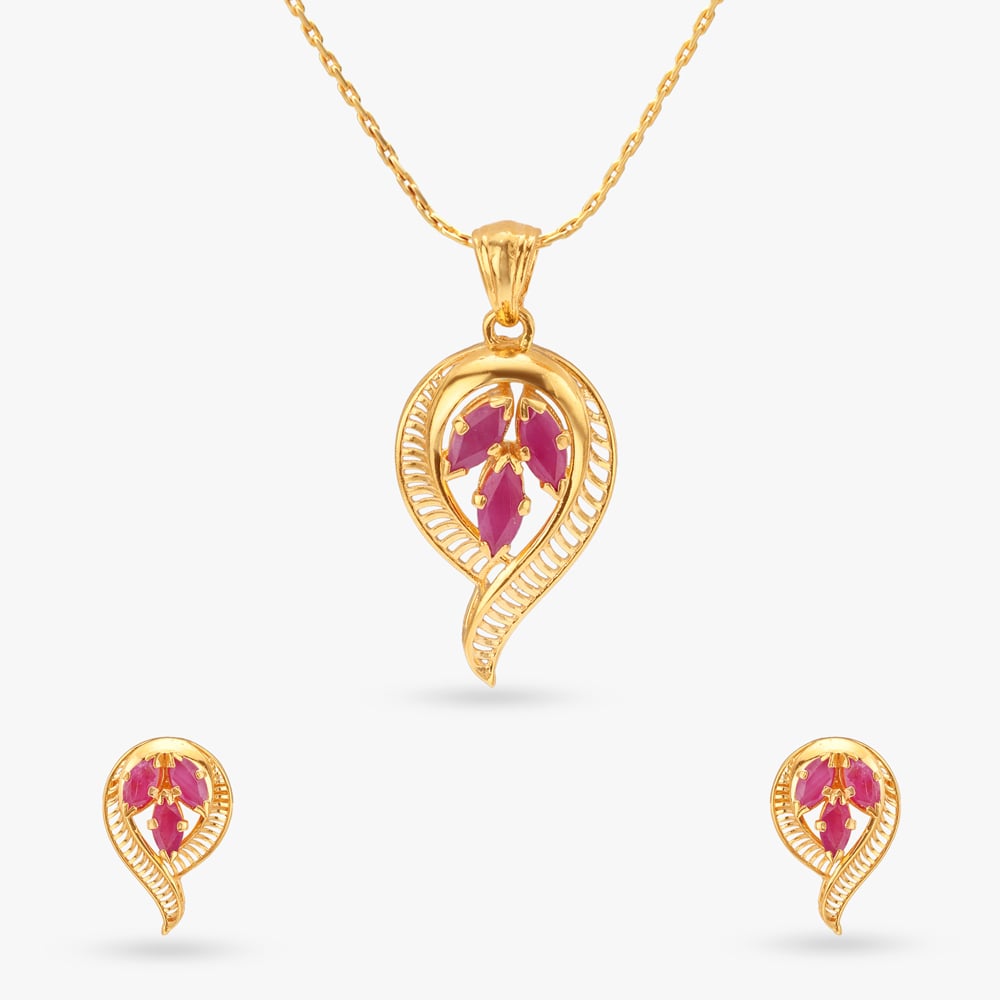 Delicate Grace Ruby Pendant and Earrings Set,,hi-res image number null