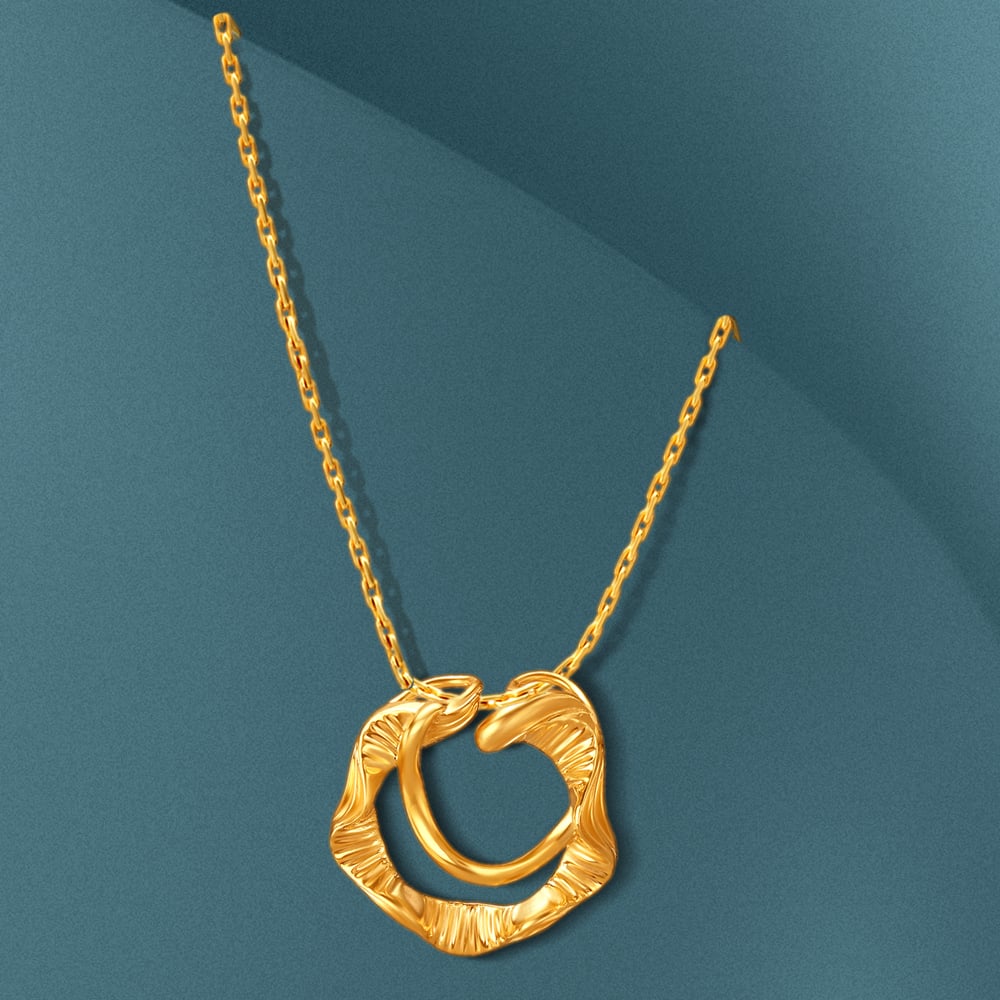 Abstract Ripple Gold Pendant,,hi-res image number null