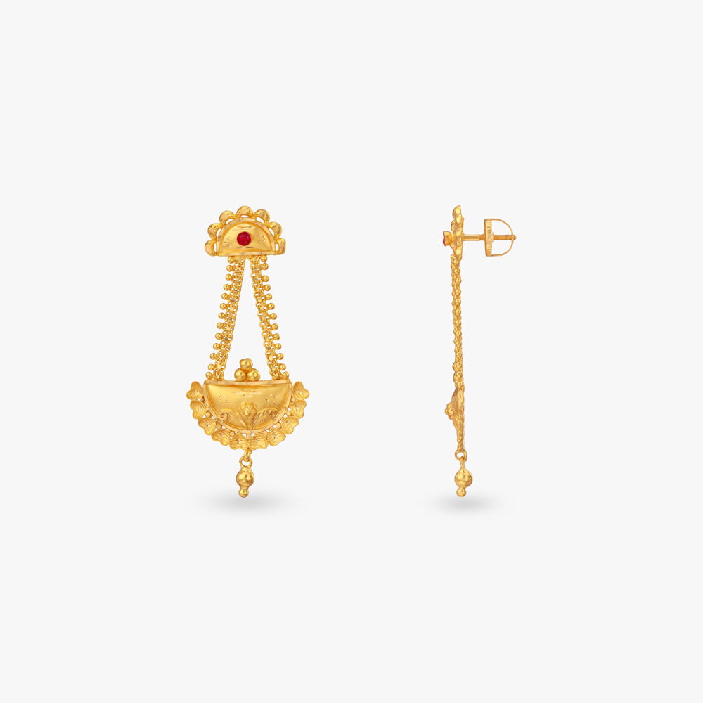 Regal Aura Gold Drop Earrings,,hi-res image number null