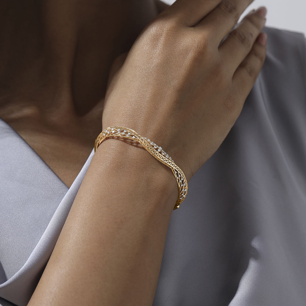 Woven Rhythm Diamond Bangle,,hi-res image number null