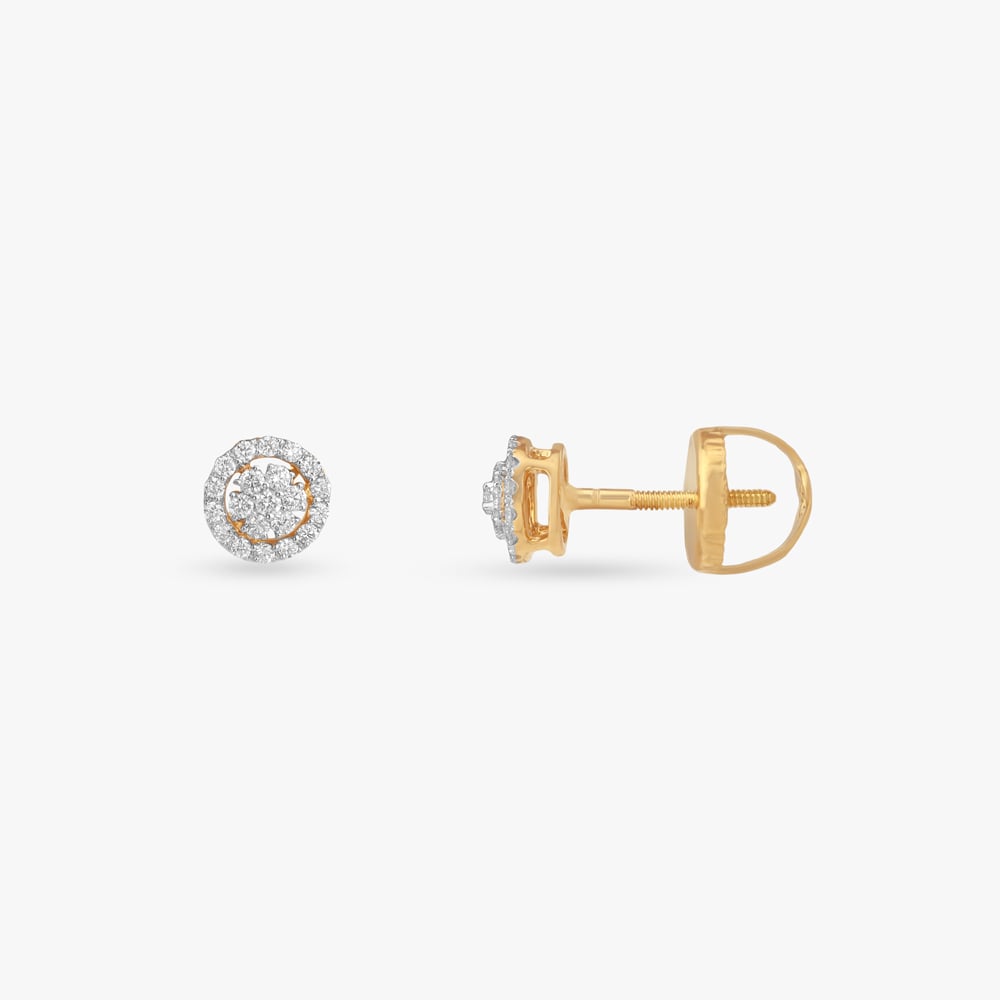 Radiant Circle Diamond Stud Earrings,,hi-res image number null