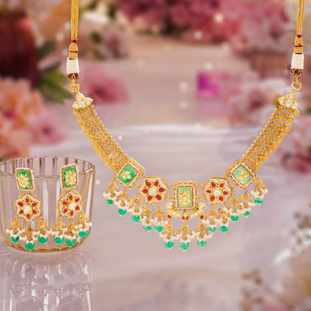 Vintage Blossom Gold Necklace set,,hi-res image number null