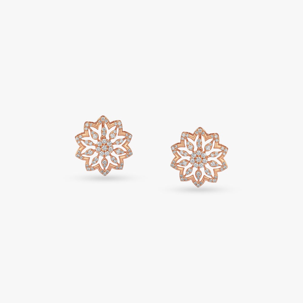 Blooming Halo Diamond Stud Earrings,,hi-res image number null