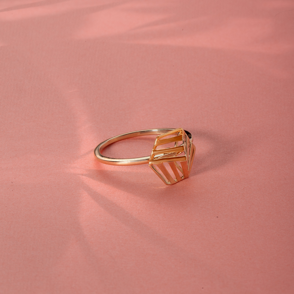 14KT Golden Geometry Finger Ring,,hi-res image number null