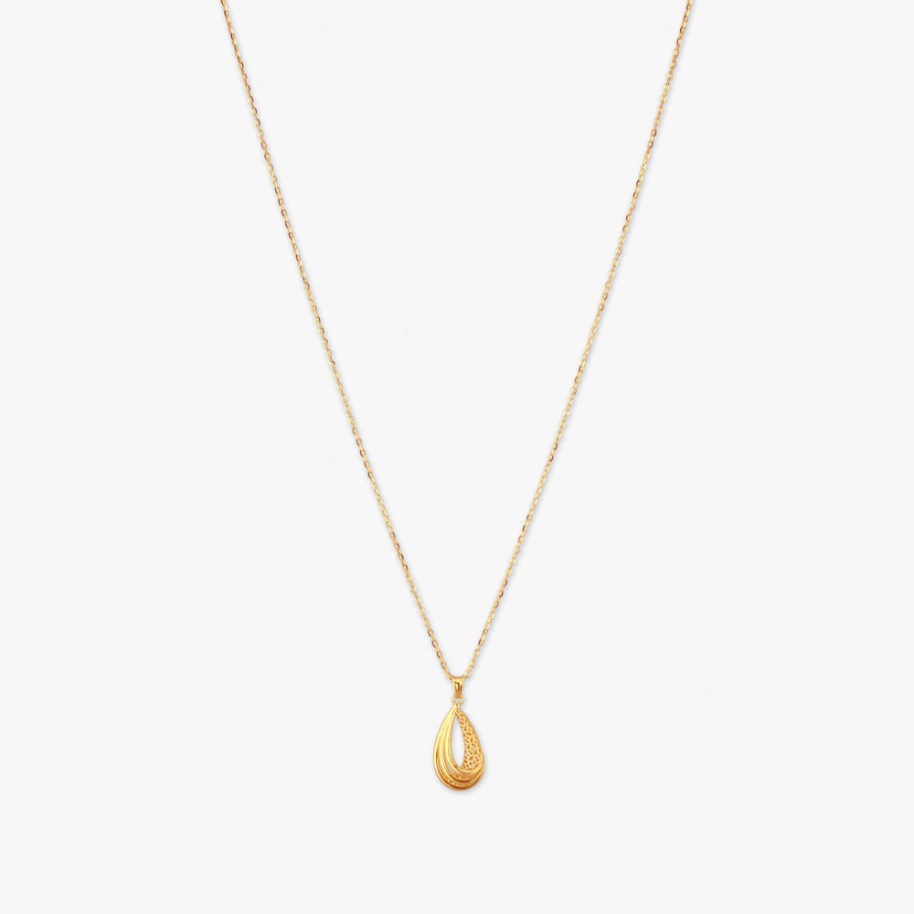 Layered Drop Gold Pendant with Chain,,hi-res image number null