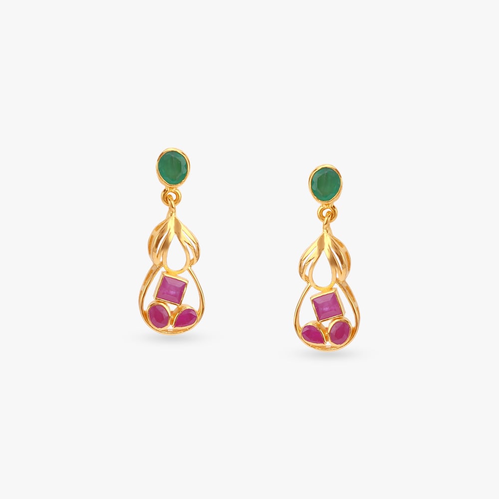 Petal Twist Gold Drop Earrings,,hi-res image number null