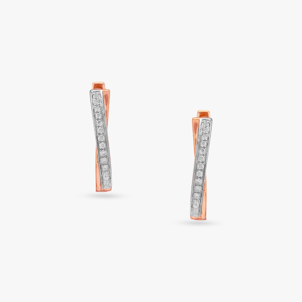 Sleek Spiral Diamond Hoop Earrings,,hi-res image number null