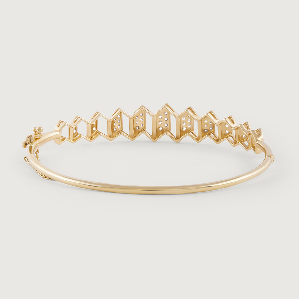 Zigzag Pulse Gold & Diamond Bangle,,hi-res image number null