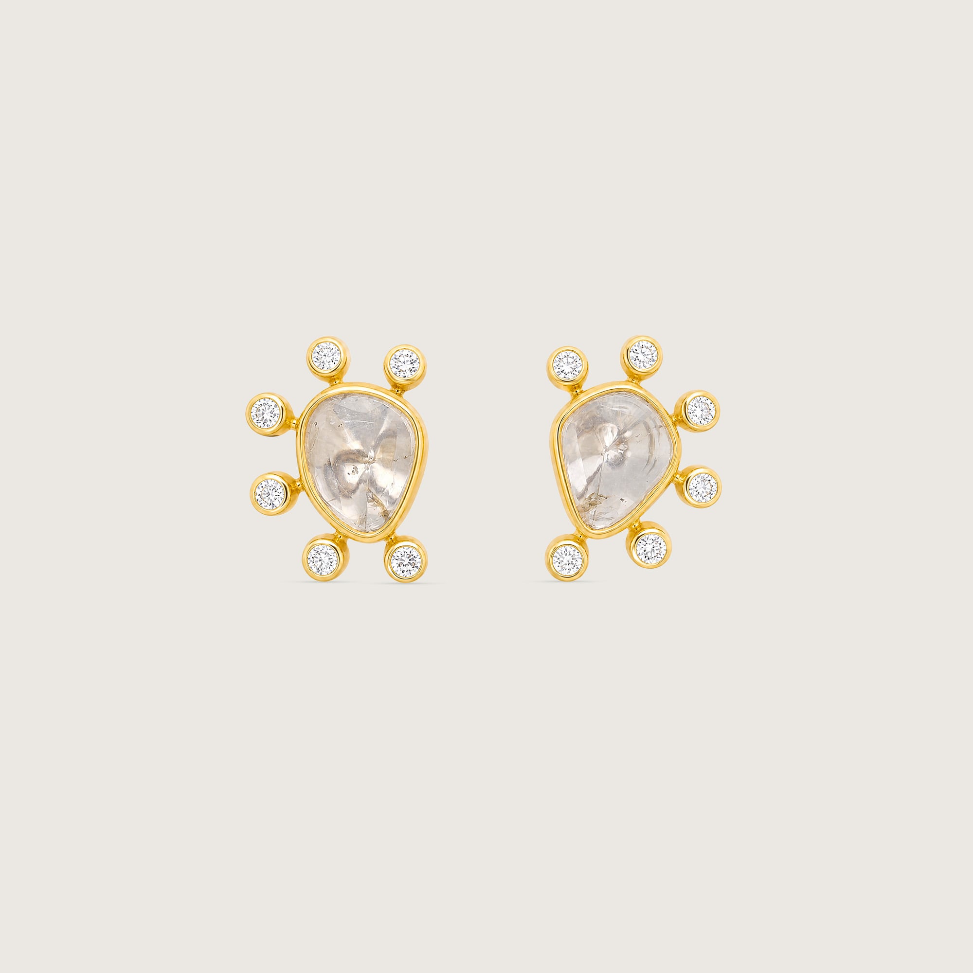 Radiant Halo Polki Diamond Stud Earrings,,hi-res image number null
