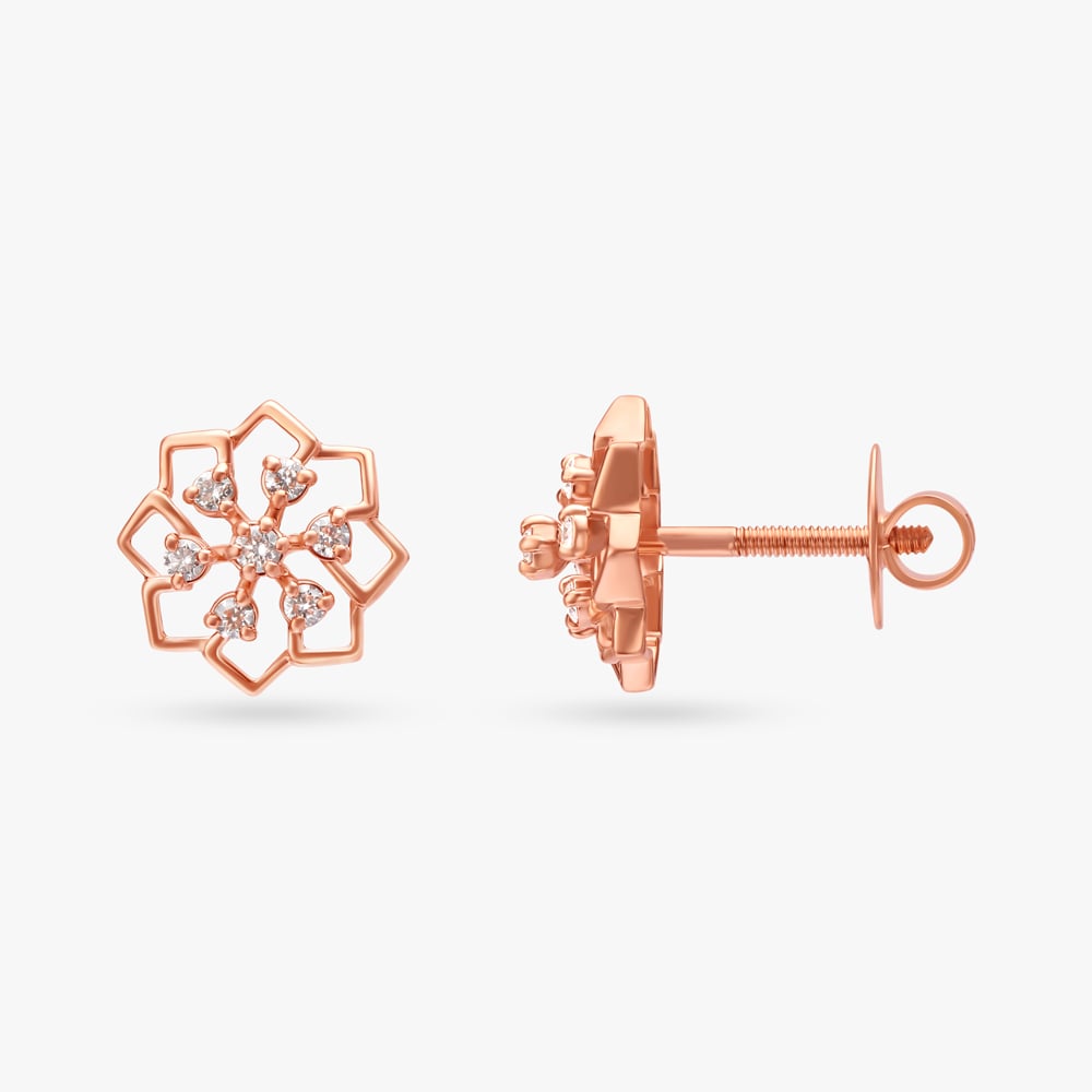 Regal Floral Elegance Diamond Stud Earrings,,hi-res image number null