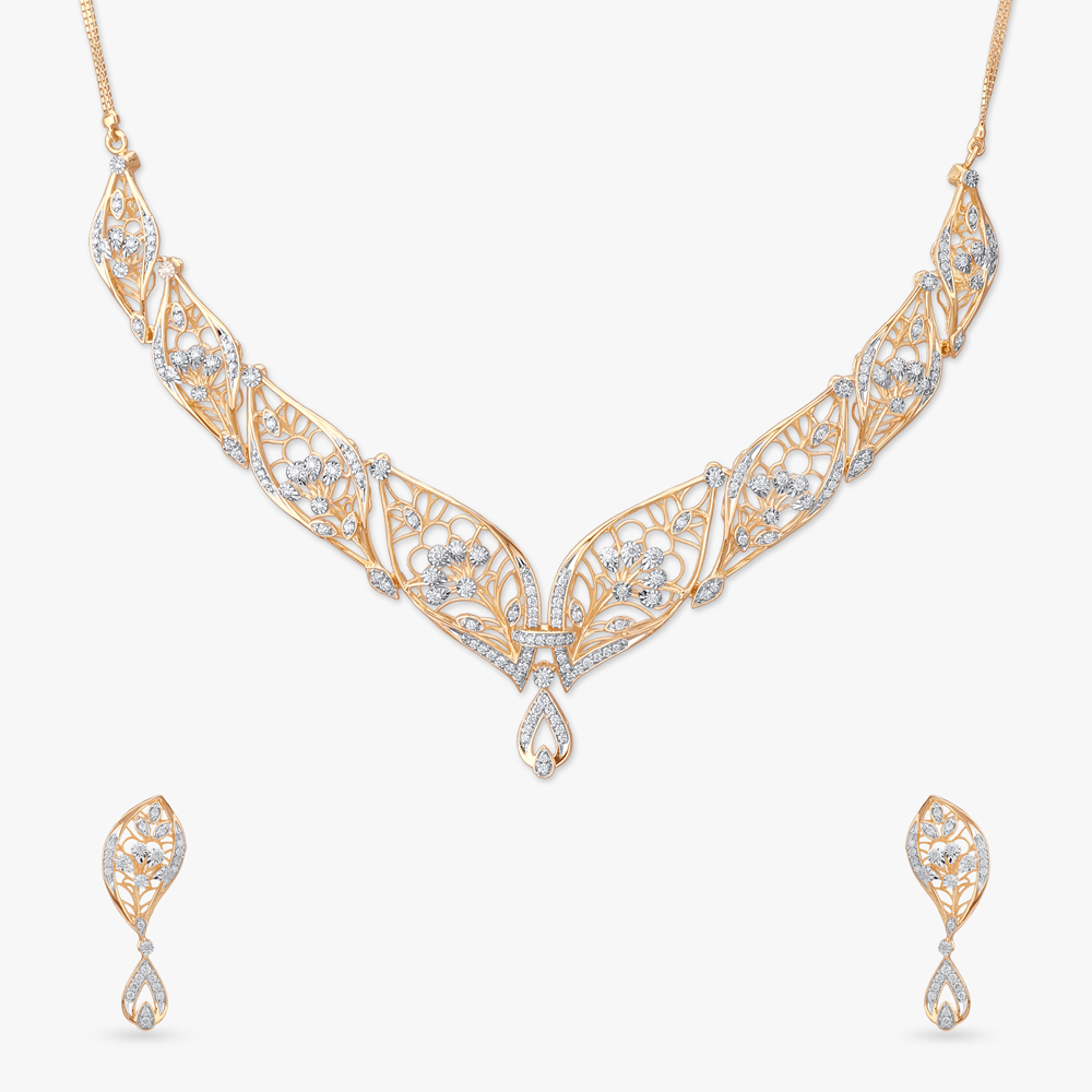 Floral Elegance Diamond Necklace Set,,hi-res image number null