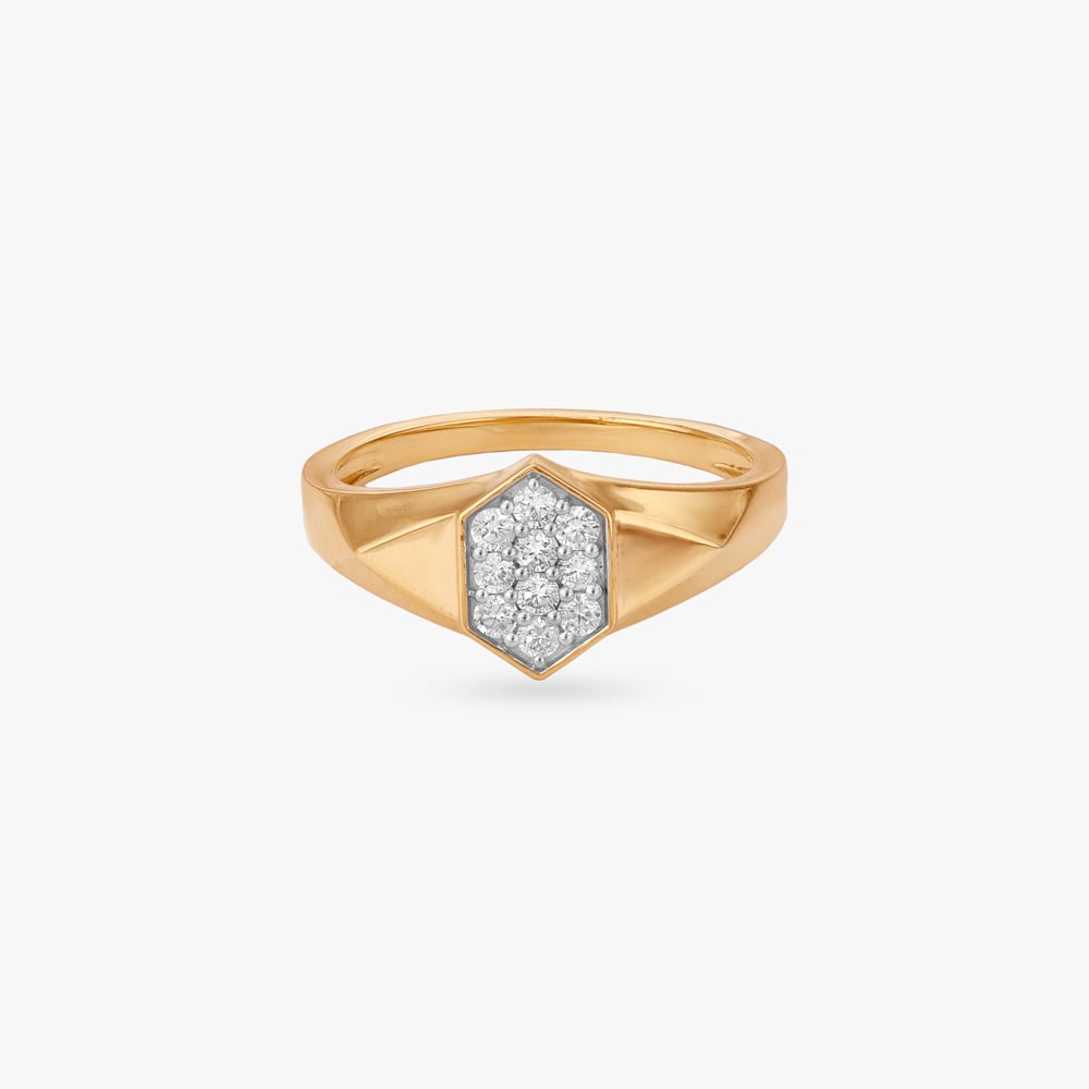 Sleek Geometric Diamond Finger Ring for Men,,hi-res image number null