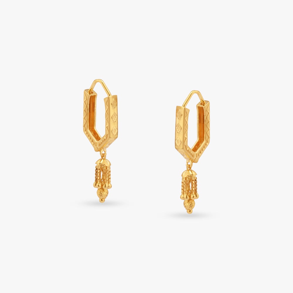 

Regal Hexagon Gold Hoop Earrings