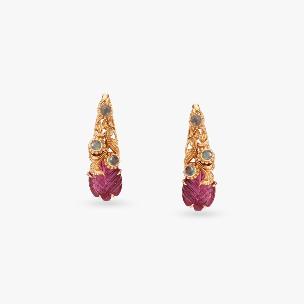 Carved Bloom Gold Stud Earrings,,hi-res image number null