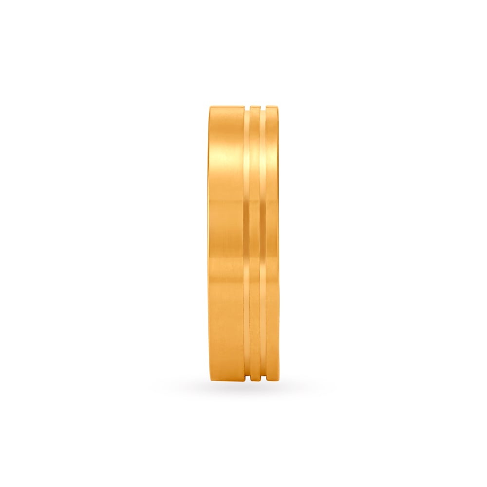 Classy Yellow and White Gold Ridged Finger Ring,,hi-res image number null